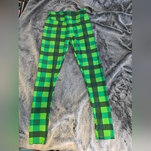 LuLaRoe Vibrant Green Checkered Leggings